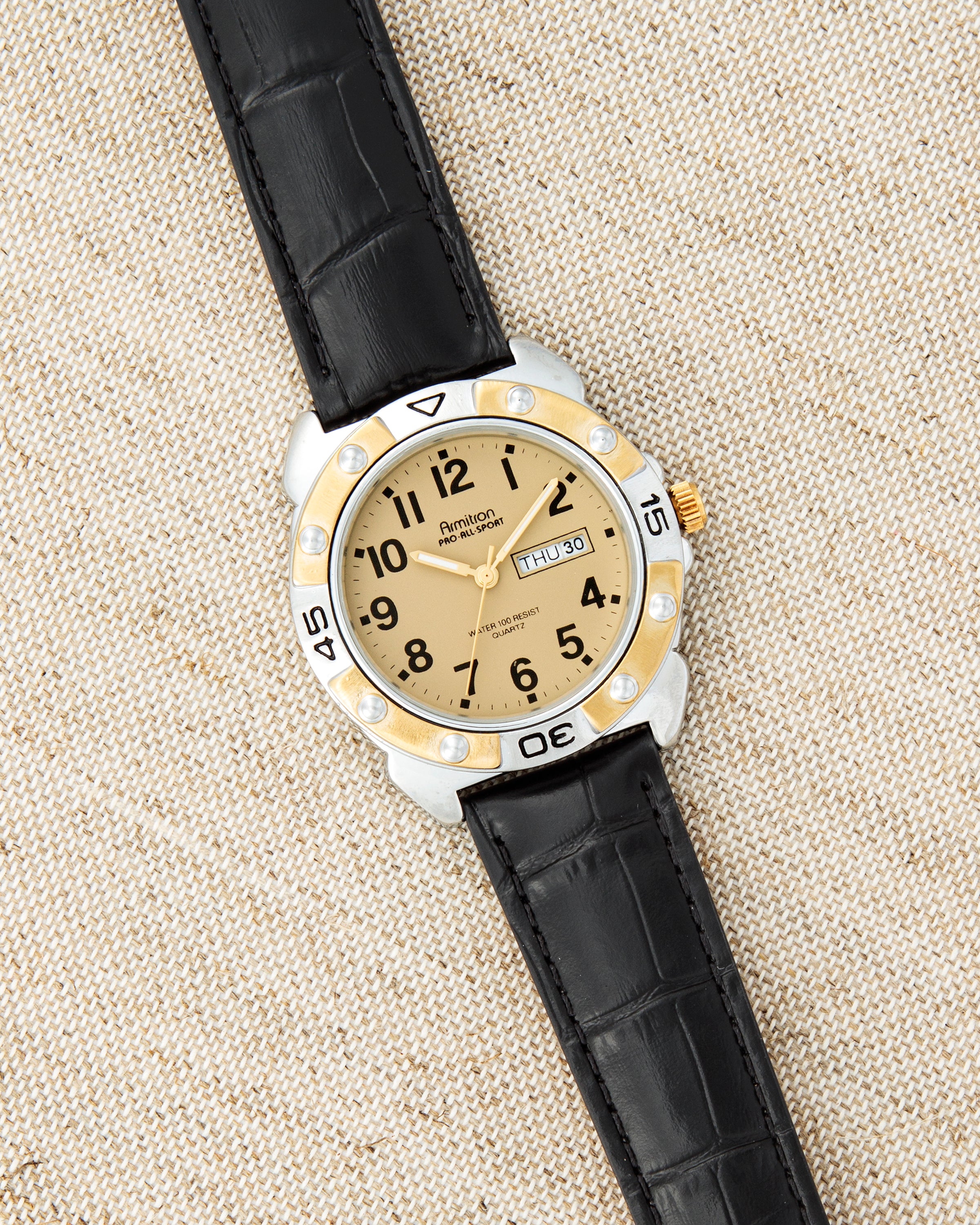 Vintage2985™ | Two-Tone Black Leather-Men-Armitron