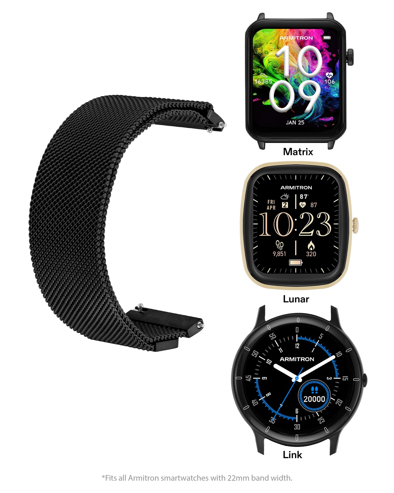 Mesh Armitron Connect Band™ | 22mm-Smart-Armitron