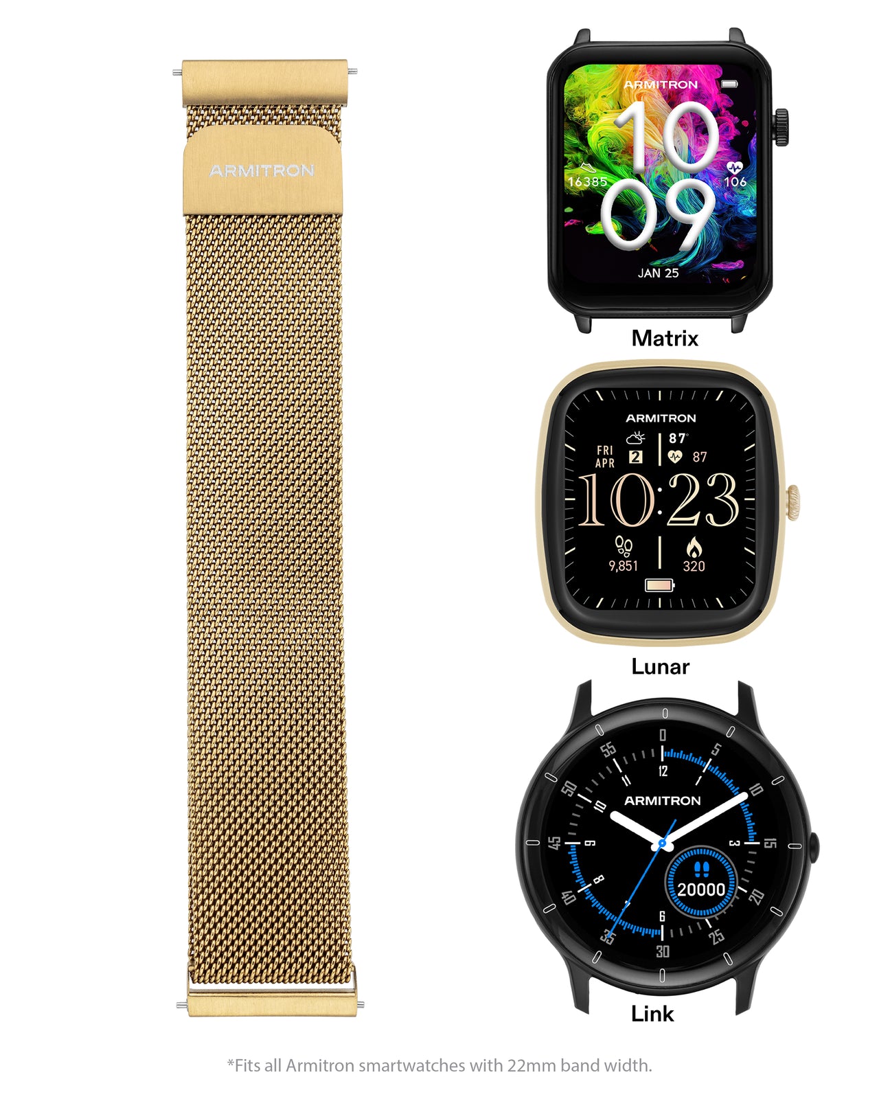 Mesh Armitron Connect Band™ | 22mm-Smart-Armitron